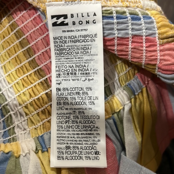 NWT Billabong smocked ruffle crop tank top pastel stripes L - Picture 5 of 6
